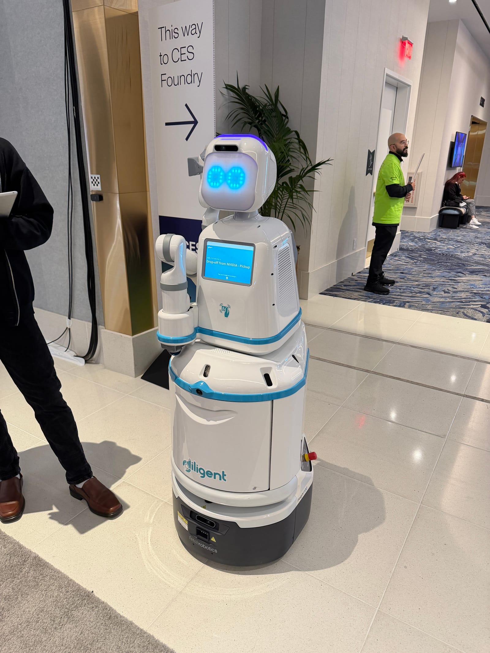 A service robot demonstrated at a technology event